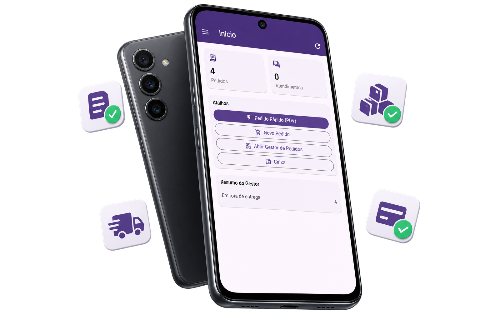 Aplicativo Android do Delivery Integrado com atalhos para pedidos e caixa